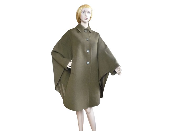 Burberry Prorsum Cape Coat Coats Outerwear Wool Khaki Ref Joli Closet