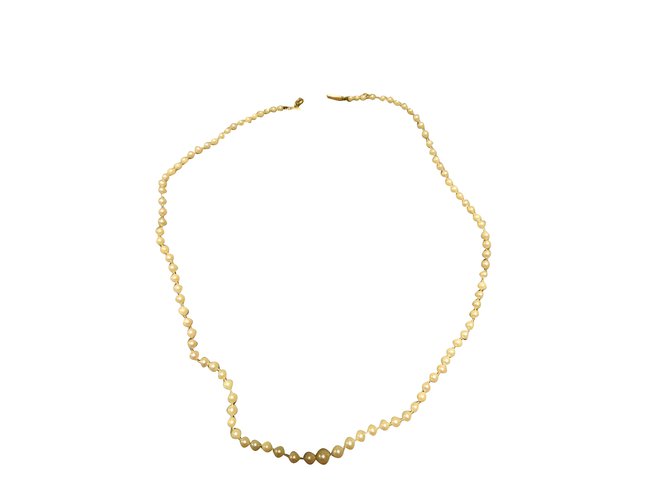 Autre Marque Necklaces Beige Golden Yellow gold Pearl  ref.54120