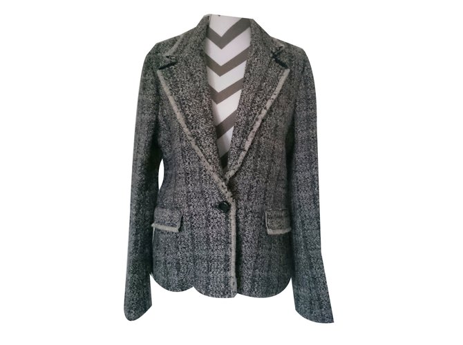 Isabel Marant Etoile Jacket Black Beige Grey Dark grey Wool Tweed  ref.54121