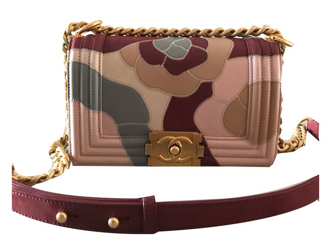 chanel boy camelia Pink Leather  ref.54153