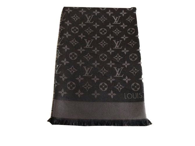 Louis Vuitton Bufandas Negro Lana  ref.54161