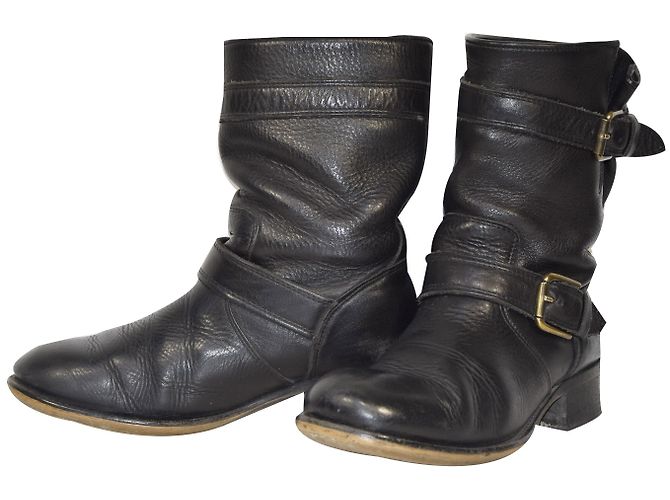 Botines de Moto Minelli en Cuero Negro