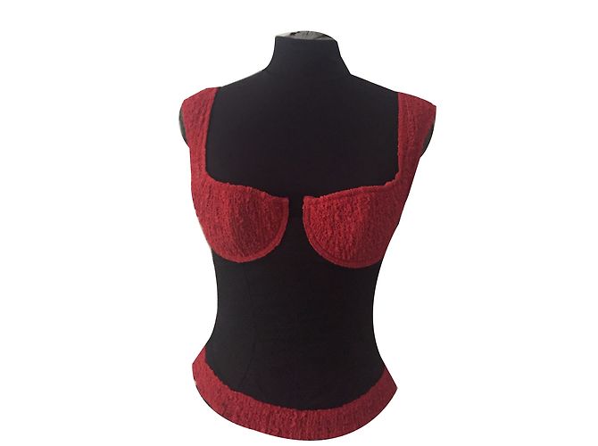 Autre Marque Top stile corsetto in seta e velluto nero e rosso