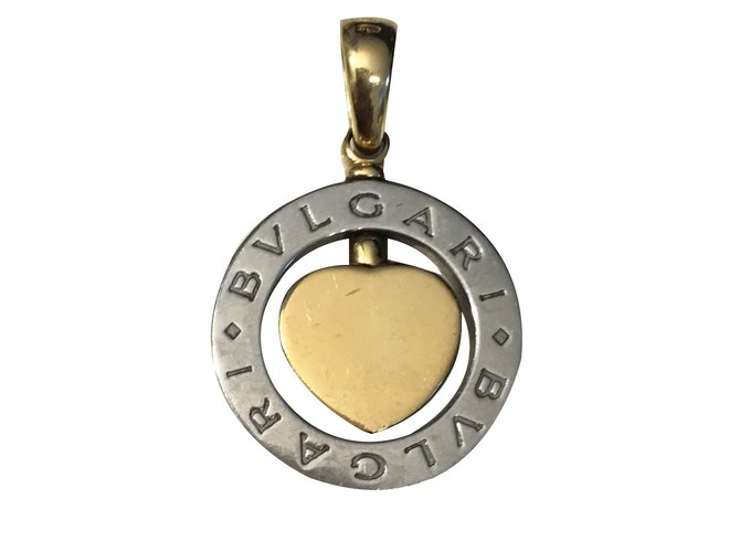 Bulgari Anhänger halsketten Silber Golden Stahl Gelbes Gold  ref.54257