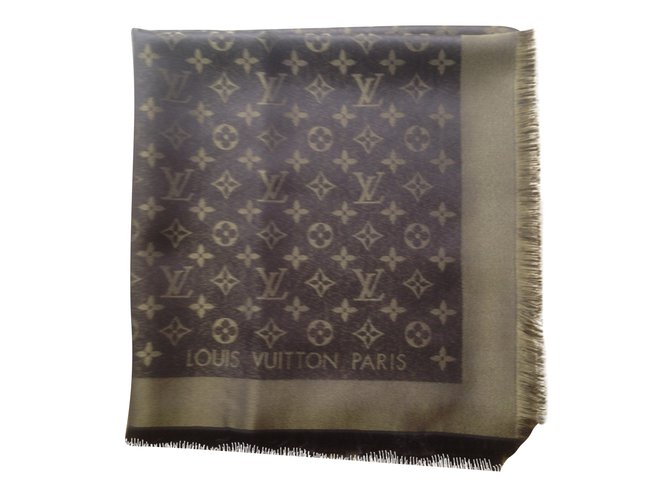 Louis Vuitton Classic Monogram Scarf Brown Silk  ref.54287