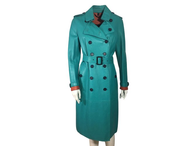 Burberry Prorsum Leather trench coat Blue Lambskin  ref.54329