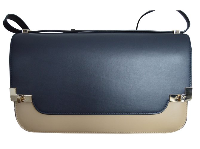 Lancel Handbags Blue Beige Leather  ref.54350