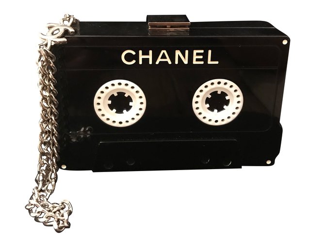 Chanel Bolsas Preto Plástico  ref.54389