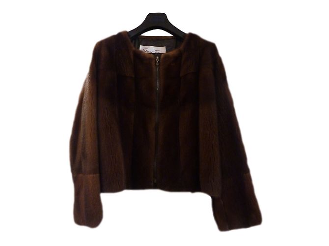 Sprung Frères Nerzjacke Dunkelbraun