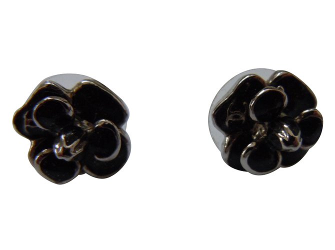 Chanel Earrings Black Silver  ref.54434