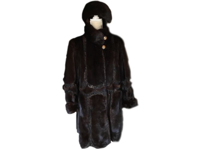 Autre Marque Cappotto GERNER in visone e velluto Ebony Ebano