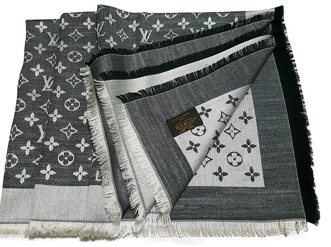 Louis Vuitton Sciarpa classica Monogram Nero Seta