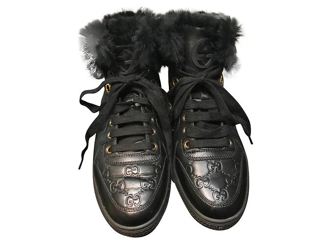 Gucci CODA High Top Sneaker aus schwarzem Leder