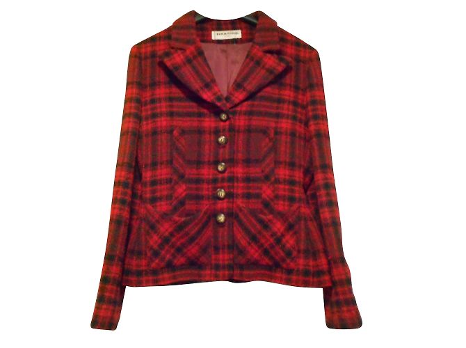 Sonia Rykiel Jacke aus roter Wolle mit Schottenmuster