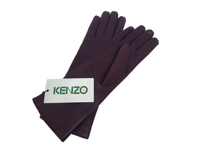 Kenzo Gloves Dark red Leather  ref.54675