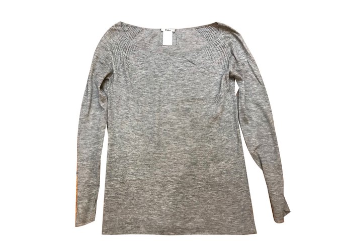 Chloé Langer Kaschmirpullover Grau M 