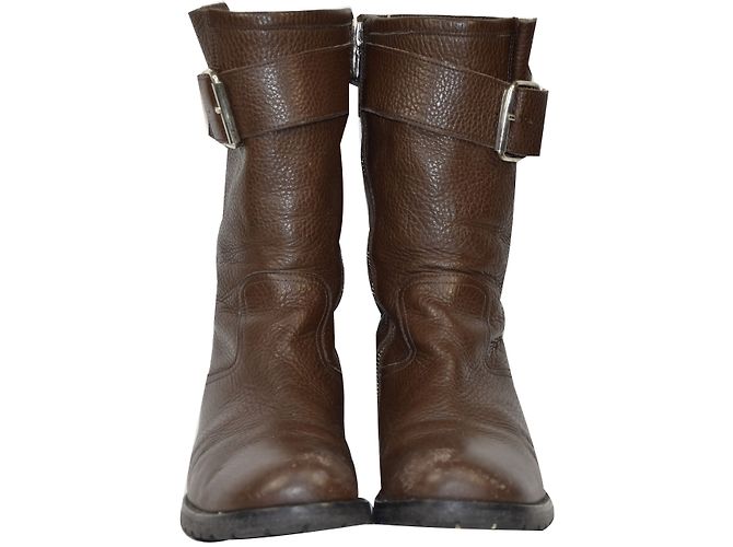 Botas estilo biker de couro marrom Pom d'Api 