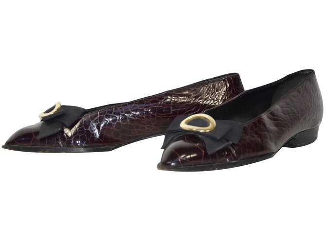 Sergio Rossi Ballet flats Brown Patent leather  ref.54740