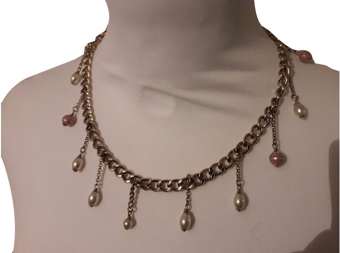 Chanel Long necklaces Silvery Silver  ref.54803