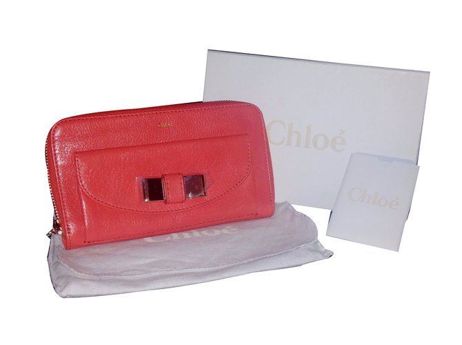 Chloé Purses, wallets, cases Coral Leather  ref.54806