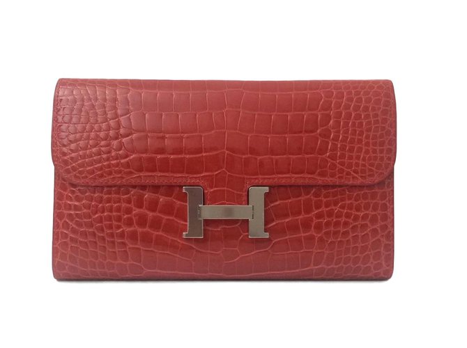 Constance Hermès Clutch bags Red Exotic leather  ref.54856