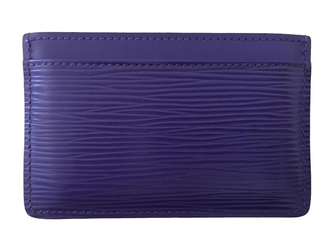 Louis Vuitton Porte cartes simples Cuir Violet  ref.54875