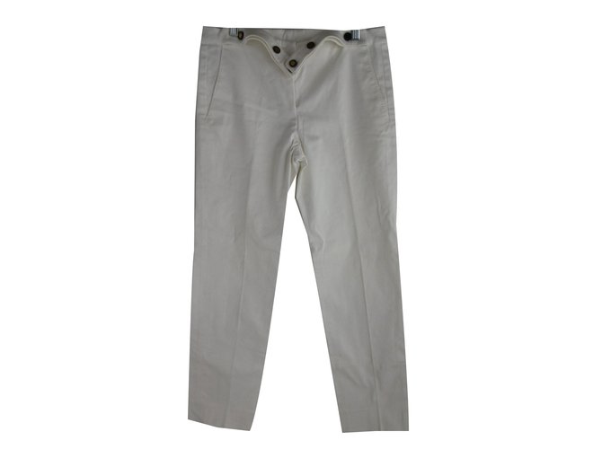 Pantalon Yves Saint Laurent Blanc Coton  ref.54941