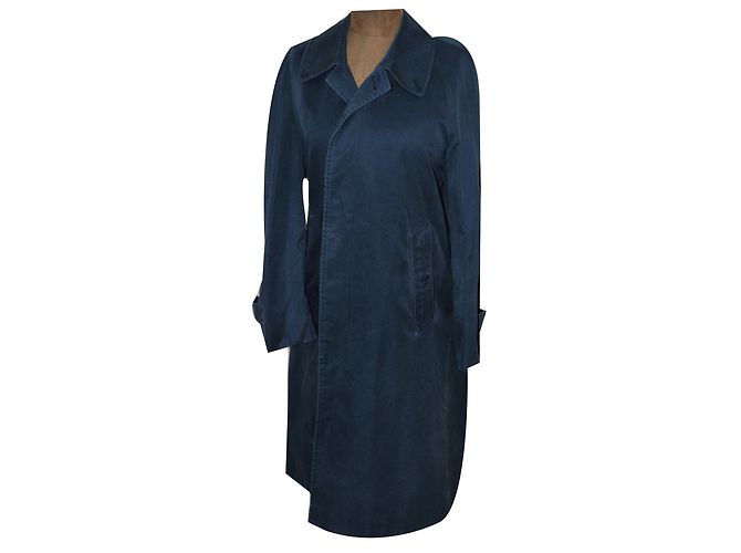 Gabardina Burberry de algodón azul marino corte trapecio