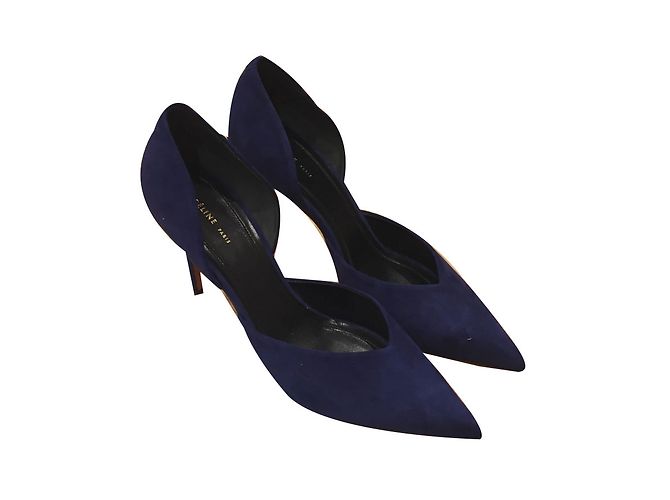 Céline Pumps Navy Blue Deerskin 37FR