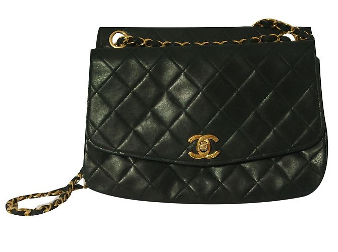 Borsa a mano Chanel in pelle caviar nera Nero