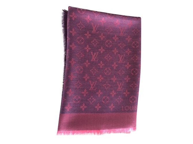 Louis Vuitton Lenços Rosa Seda Lã  ref.55093