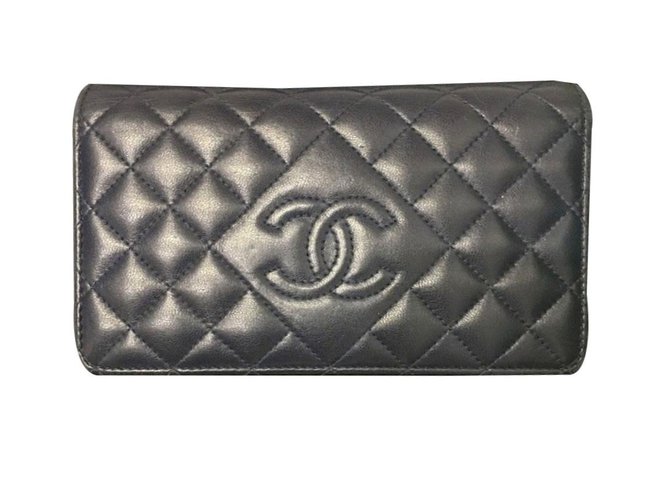 Chanel Wallets Navy blue Leather  ref.55177