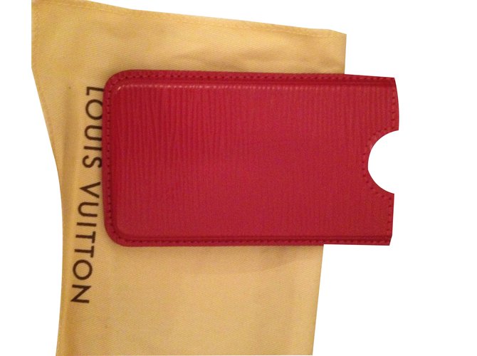 Louis Vuitton Fall für Iphone 4/4 S Rot Leder  ref.55191