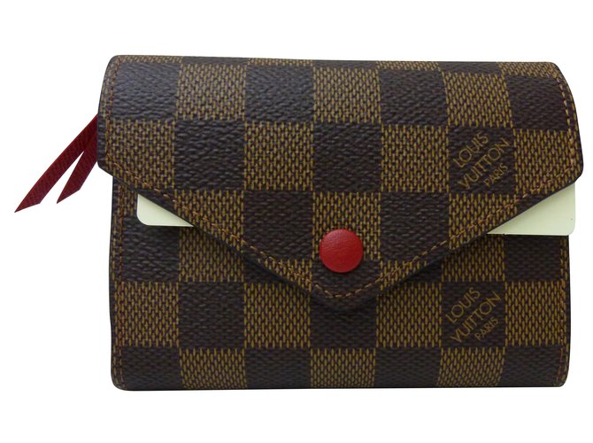 Louis Vuitton Victorine damier ébène Brown Leather Cloth  ref.55199