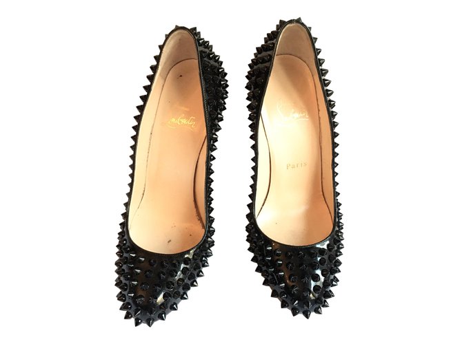 Christian Louboutin Fifi Spikes 100 patent Black Patent leather  ref.55253