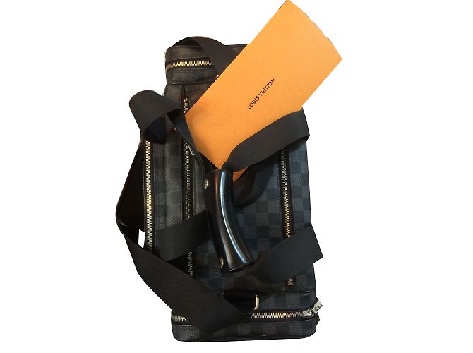 Louis Vuitton BCamera Aktentasche aus dunkelgrauem Leder Anthrazitgrau