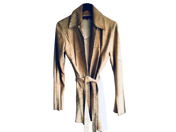 Ventcouvert Asymmetrische Wildlederjacke Beige