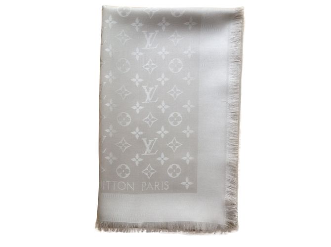 Louis Vuitton Sciarpa classica Monogram Beige Seta