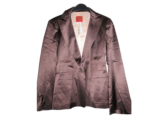 Chaqueta Kenzo Jungle marrón de acetato Castaño