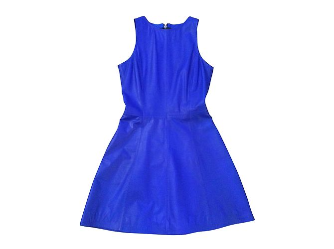 Mini vestido de couro azul marinho Muubaa