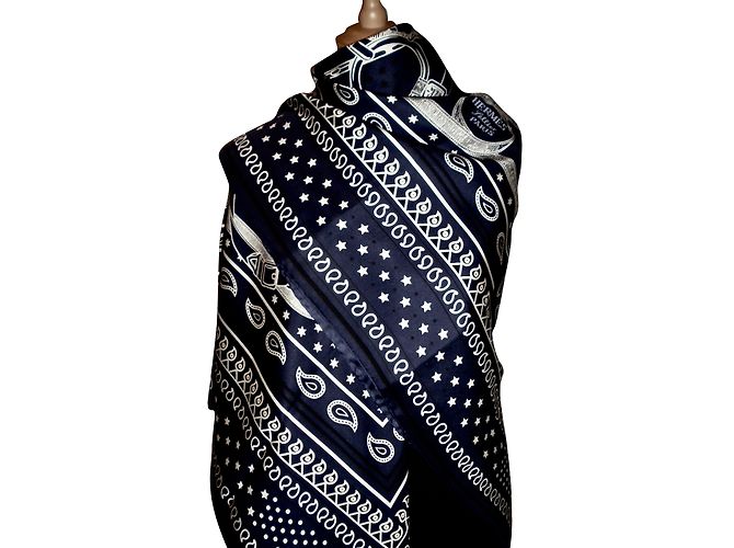 Hermès ÉPERON D'OR BANDANA Azul marino