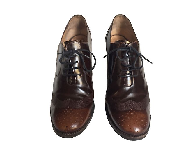 Salvatore Ferragamo Merletti Marrone scuro Pelle