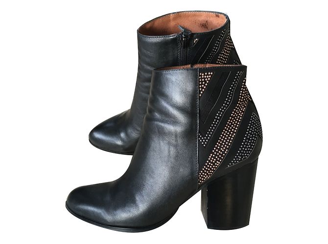 Botines Pura Lopez de piel negra 40 Negro