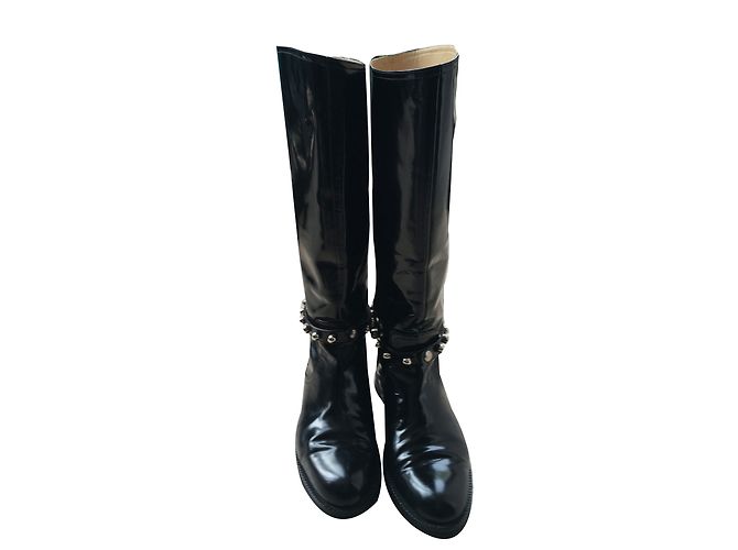 Moschino Lederstiefel Schwarz Größe 40