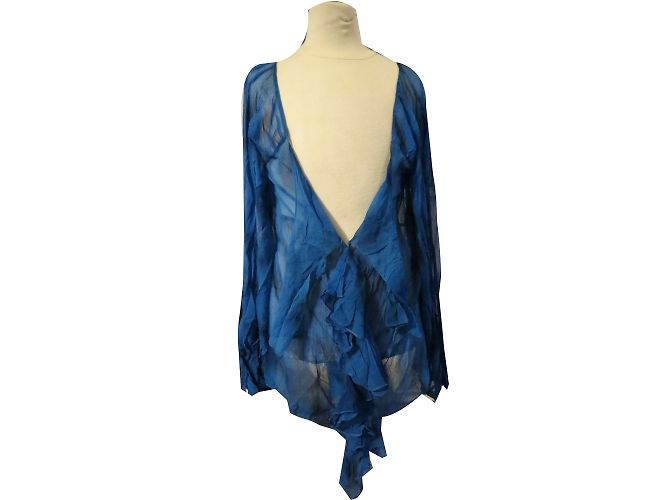 Túnica de seda Ralph Lauren azul