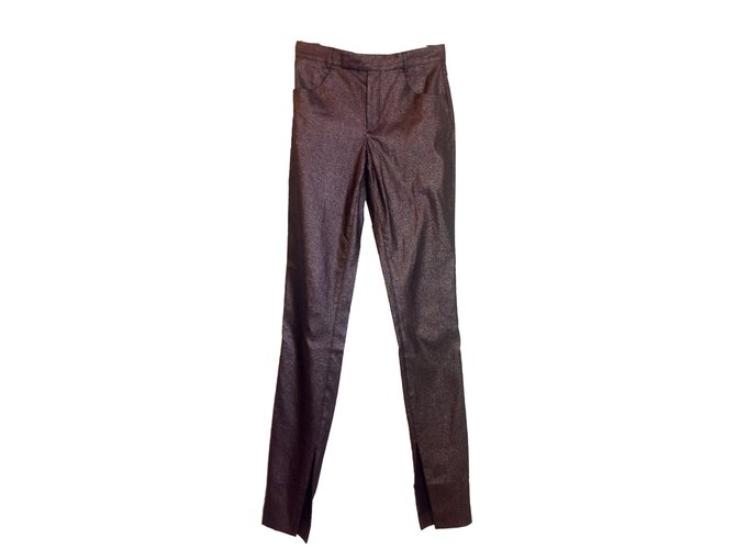 Gucci Dark brown glitter trousers Metallic Nylon Rayon  ref.55545