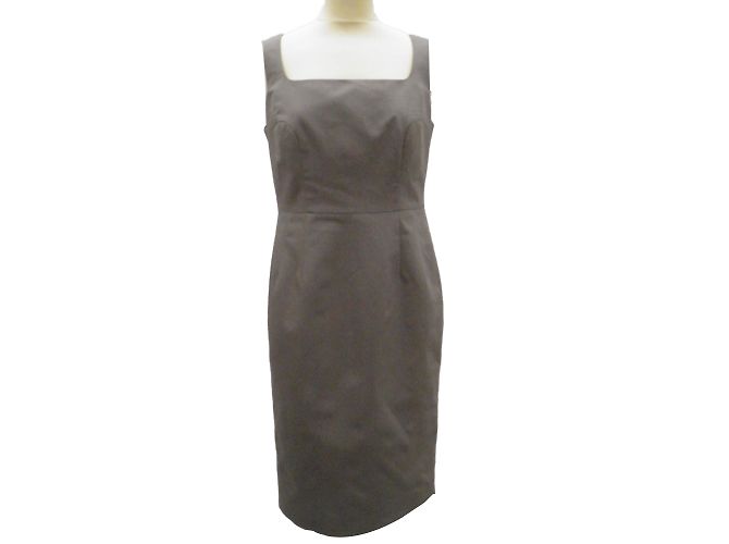 Vestido recto sin mangas de algodón gris Aquascutum