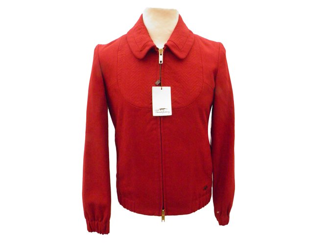 Thomas Burberry Jackets Dark red Cotton  ref.55572