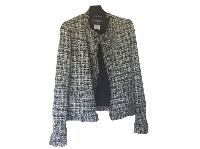 Chanel Jackets Black White Multiple colors Tweed  ref.55575