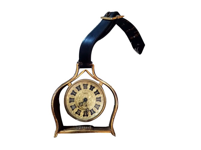 Horloge de bureau lancel vintage Métal Doré  ref.55613